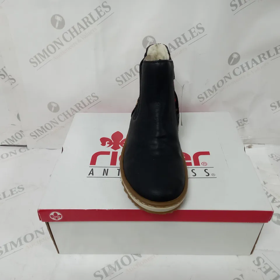 BOXED PAIR OF RIEKER CHELSEA BOOT BLACK UK SIZE 5