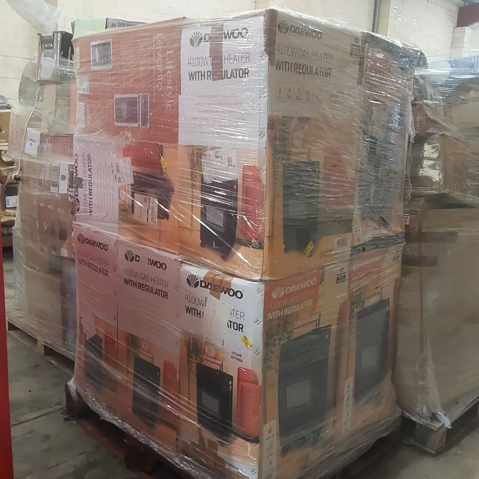 PALLET CONTAINING A VERY LARGE QUANTITY OF ASSORTED ELECTRIC ITEMS INCLUDING: DAEWOO 4100W GAS HEATERS