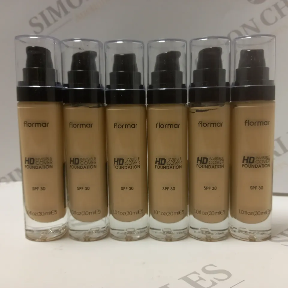 BOX OF APPROX 6 X FLORMAR INVISIBLE COVER HD FOUNDATION #90 GOLDEN NEUTRAL