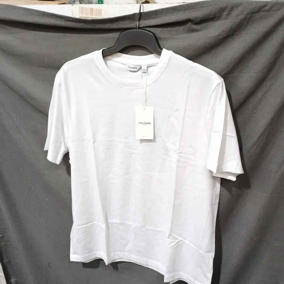 T.M. LEWIN WHITE CREW NECK T-SHIRT – MEN'S, UK L