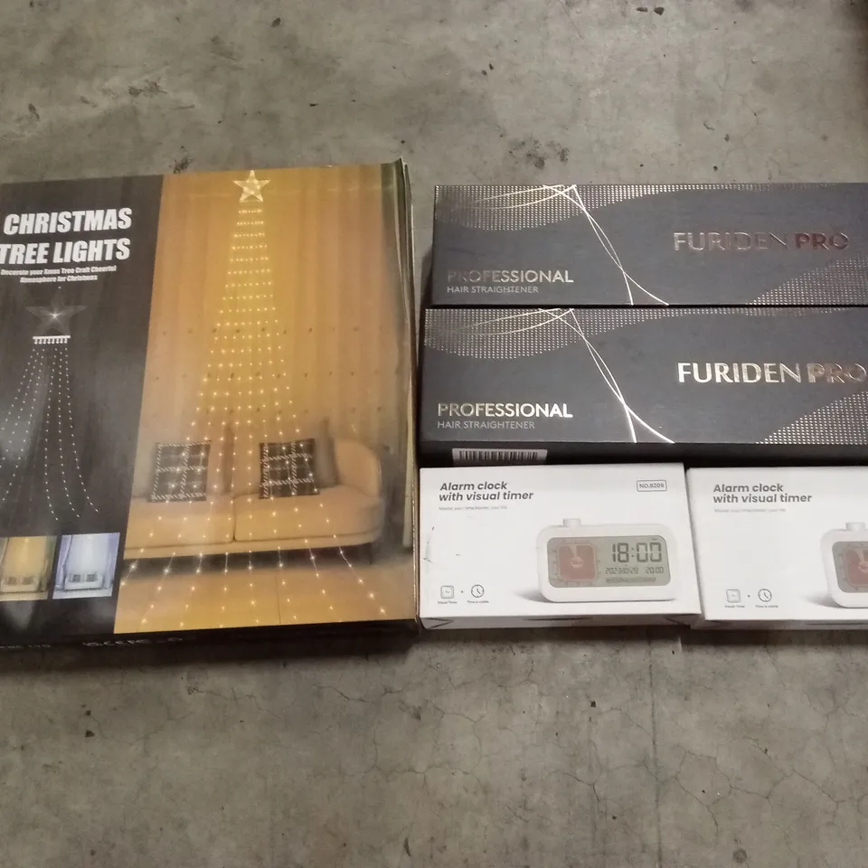 PALLET OF ASSORTED HOUSEHOLD GOODS AND PRODUCTS TO INCLUDE; HAIR STRAIGHTENERS, ALARM CLOCKS, DECOR ITEMS ETC