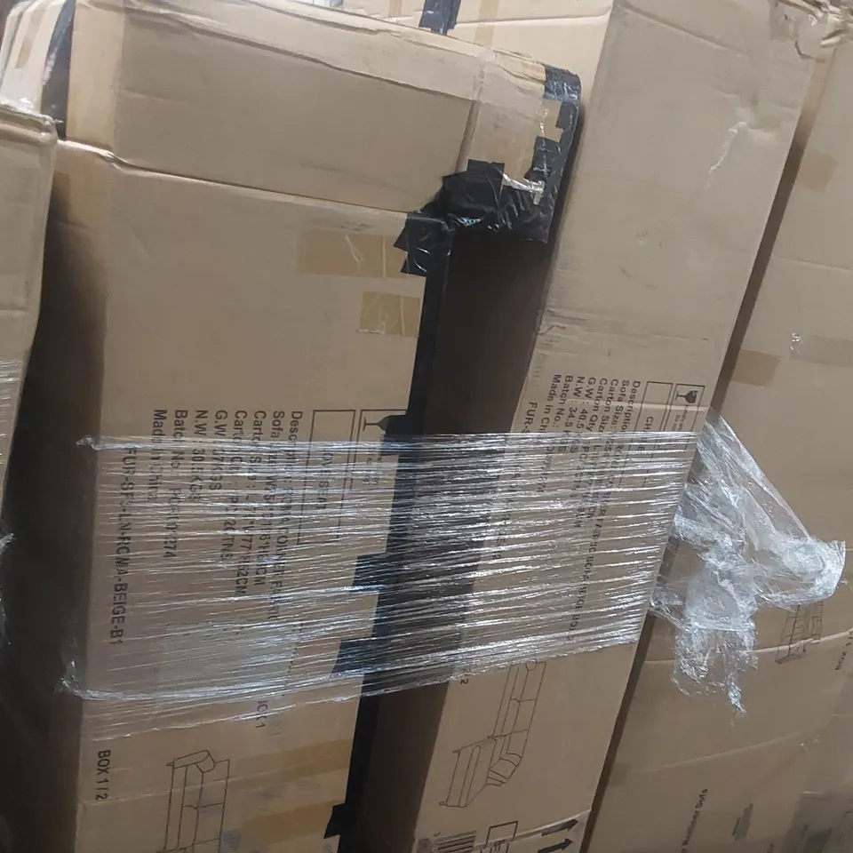 BOXED ROMA FABRIC CORNER SOFA - SAND COLOUR (2 BOXES)