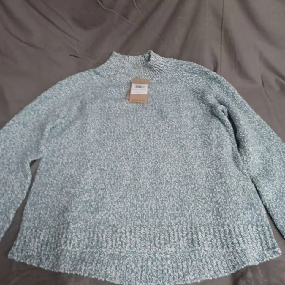 CELTIC & CO MERINO COT SLOUCH FUNNEL NECK JUMPER IN DARK SKYLIGHT SIZE S