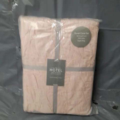 SEERSUCKER COTTON 180 THREAD COUNT DUVET COVER SET - BLUSH PINK