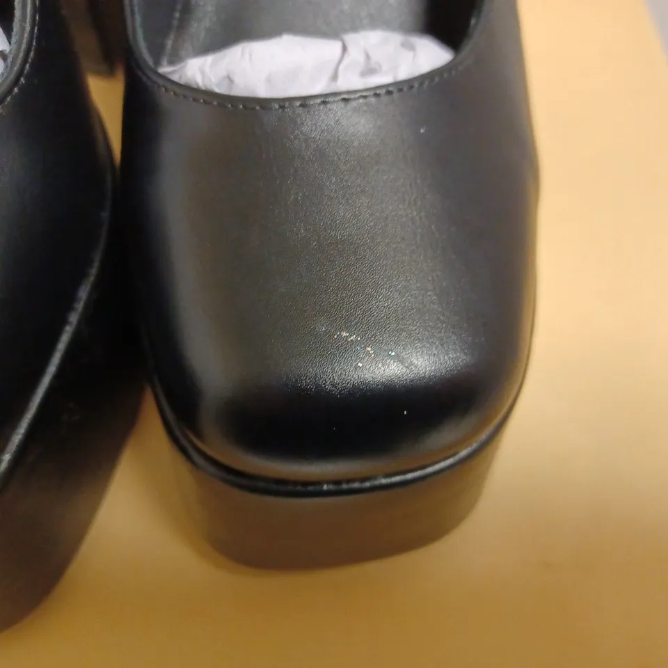 KOI VEGAN DARKBLOOM BLACK PLATFORM HEELS - SIZE 6