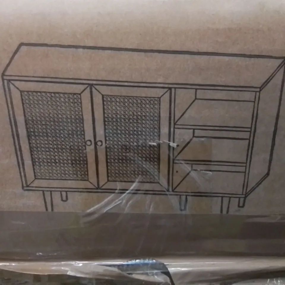 BOXED KUBU RATTAN LARGE SIDEBOARD BLACK 