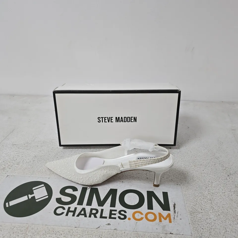 STEVE MADDEN WHITE RHINESTONE SLINGBACK HEELS – WOMEN'S SHOES - SIZE EUR 42
