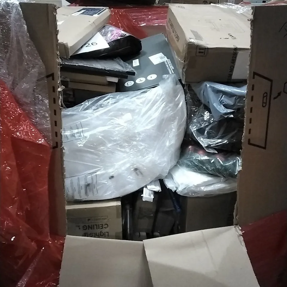 PALLET OF HOUSEHOLD ITEMS TO INCLUDE PILATES TRAINING KIT, FOLDABLE PLAY MAT, SEAT CUSHION FOR PRESSURE MANAGEMENT,  GIGI BUILDING BLOCKS AND OTHER ASSORTED ITEMS...