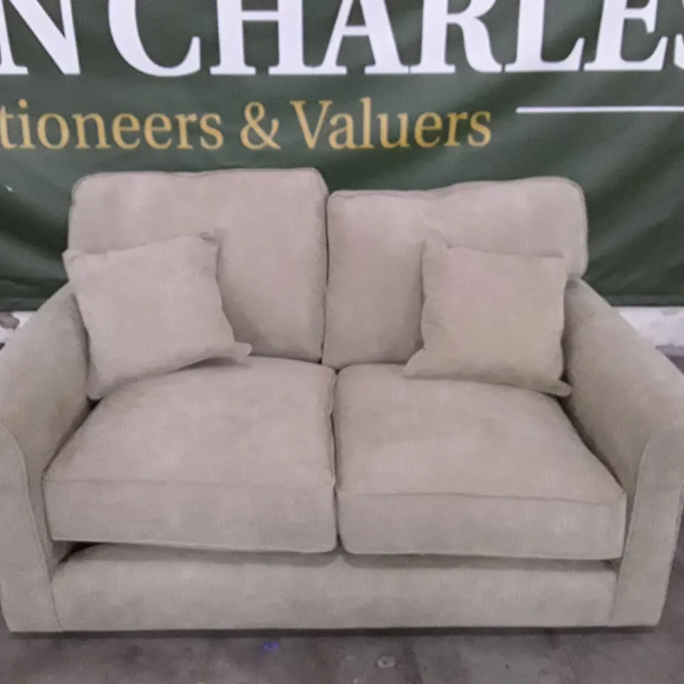 WILLIAMS HIGH BACK 2 SEATER SOFA - TAN FABRIC