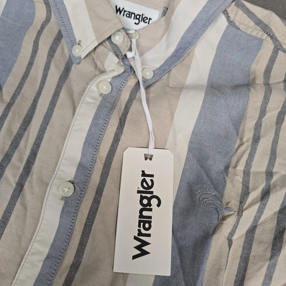 WRANGLER BRONCO SHIRT TAN – MEN’S BUTTON-DOWN, SIZE L
