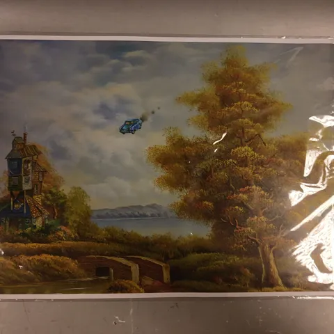 SIGNED HARRY POTTER FLYING CAR ART PRINT