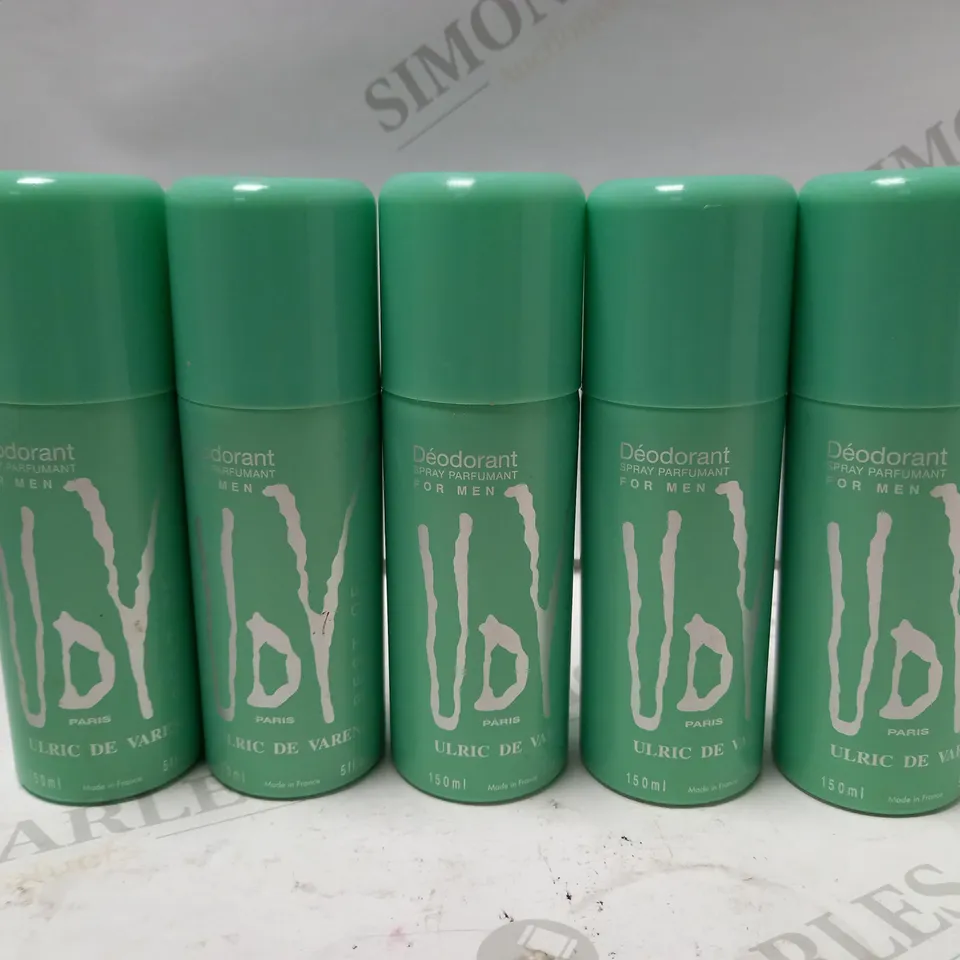 LOT OF APPROX 20 X 150ML UDV BEST OF ULRIC DE VARENS DEODORANT SPRAY
