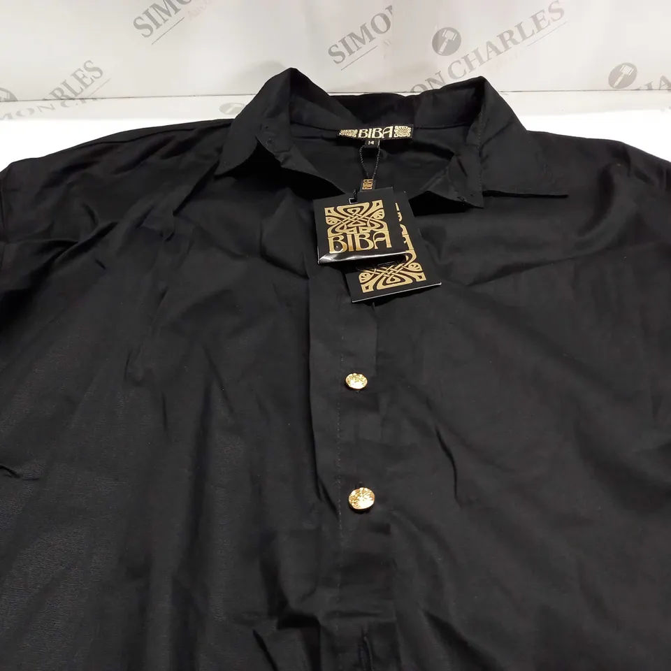 BIBA BRANDED SHIRT IN BLACK - SIZE 14