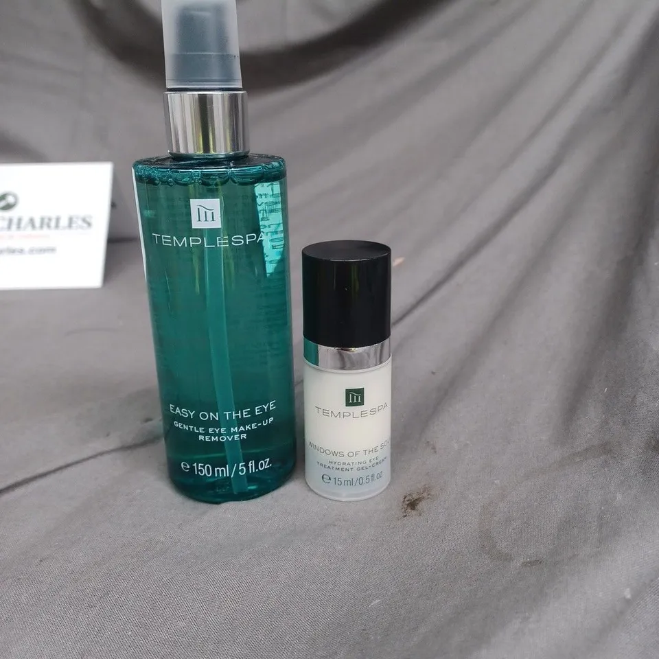 LOT OF 2 TEMPLESPA HYDRATING EYE GEL AND EYE MAKE UP REMOVER