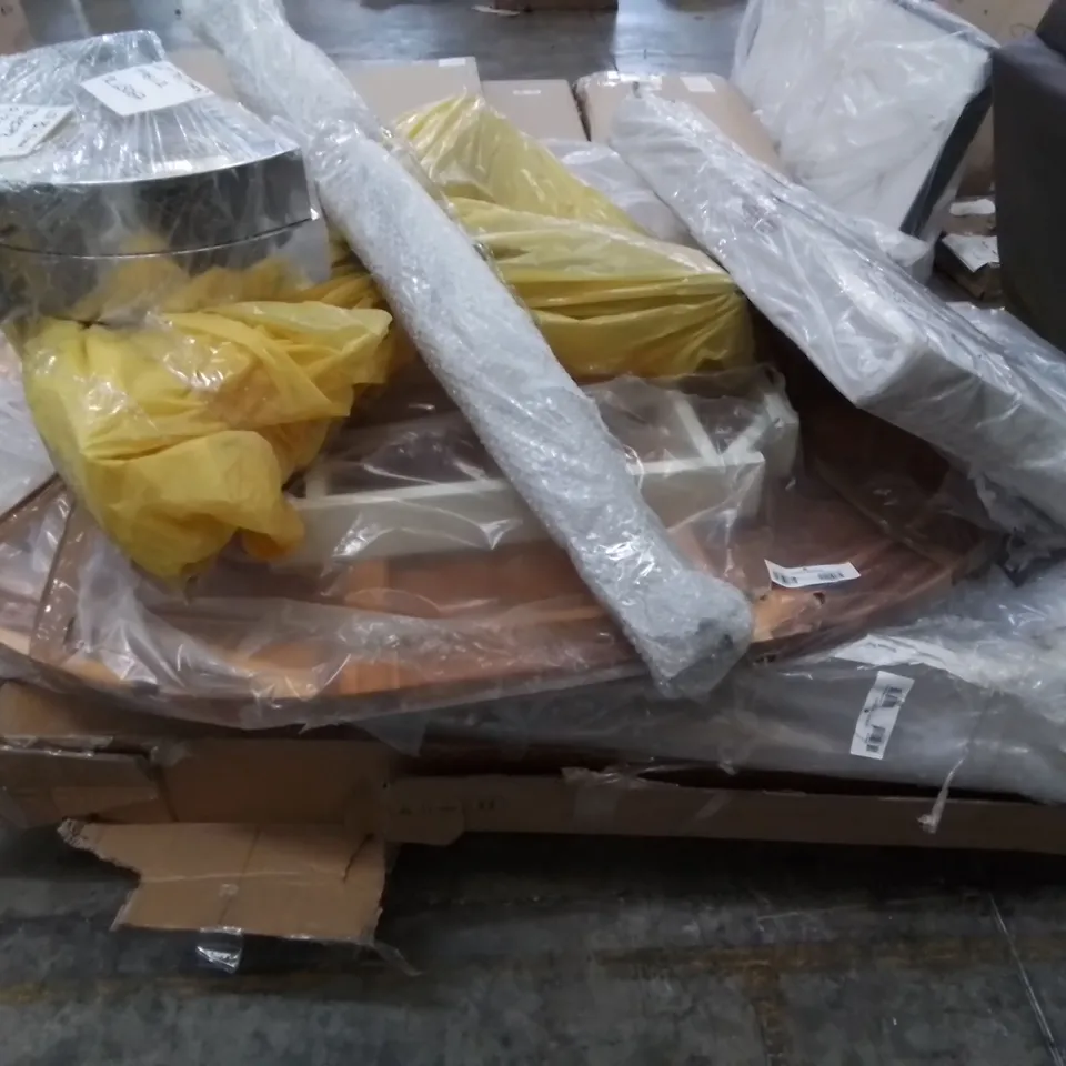 PALLET TO CONTAIN A ASSORTMENT OF DESIGNER TABLES & FURNITURE PARTS