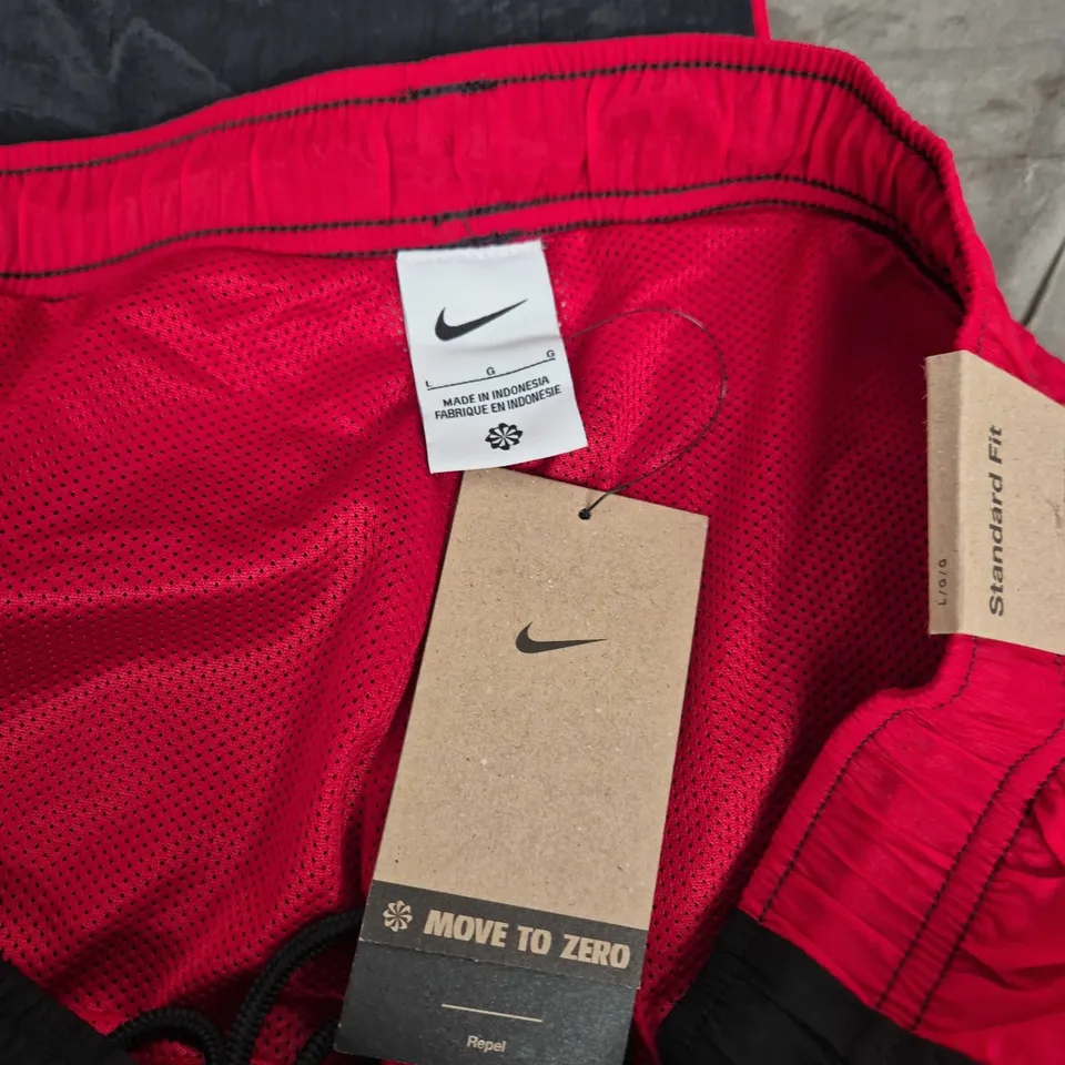 NIKE MOVE TO ZERO MEN'S RUNNING SHORTS – BLACK WITH RED PANEL, SIZE L
