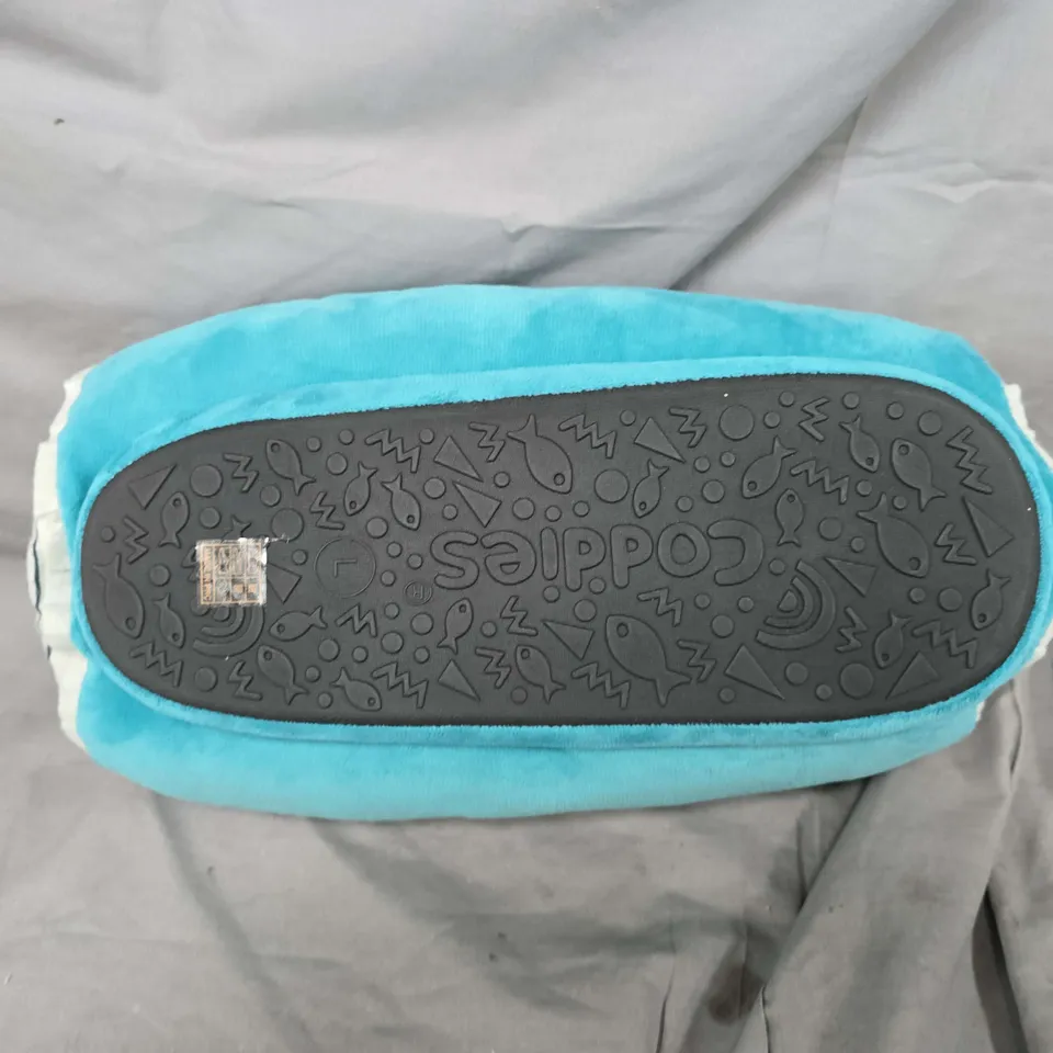 UNBOXED PAIR OF HEINZ BEANZ SLIPPERS IN TEAL - LARGE