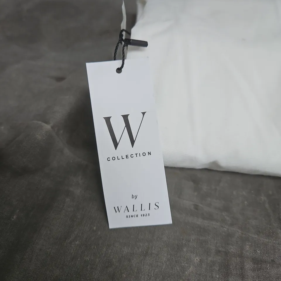 WALLIS W COLLECTION WHITE WOVEN TIE-NECK BALLOON-SLEEVE BLOUSE, UK 16