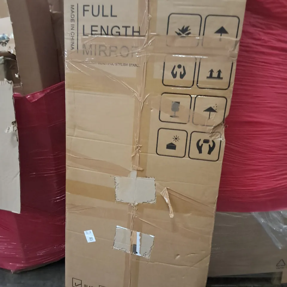 PALLET OF ASSORTED HOUSEHOLD ITEMS TO INCLUDE FULL LENGTH MIRROR, STEAM CLEANER AND TRAMPOLINE WITH HAND BAR