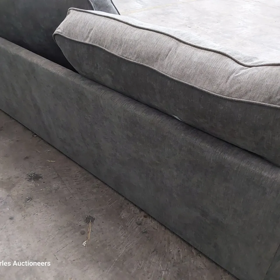 DESIGNER THREE SEATER SOFA GREY FABRIC 