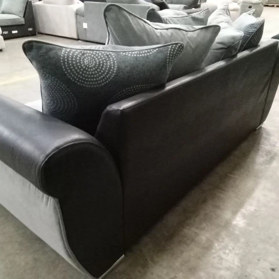 DANUBE FABRIC/FAUX LEATHER 3 SEATER SOFA RRP £599