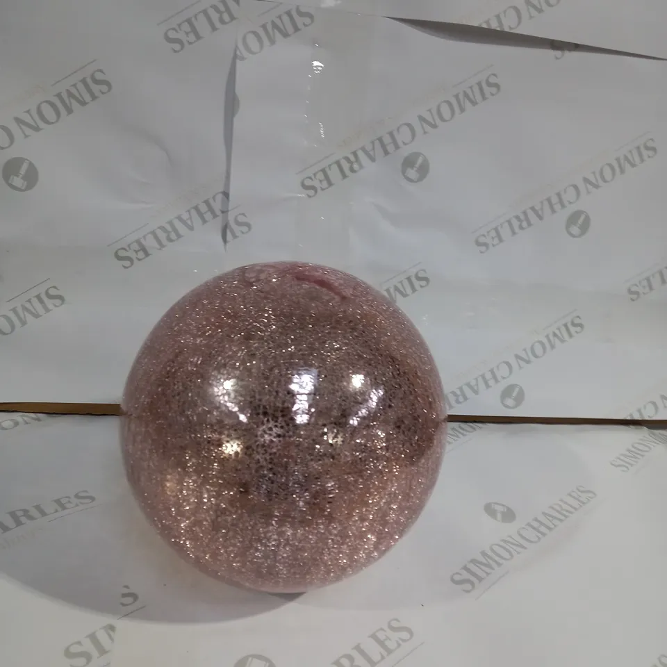 DESIGNER CRACKLE BLUSH PINK GLASS ORNAMENT 