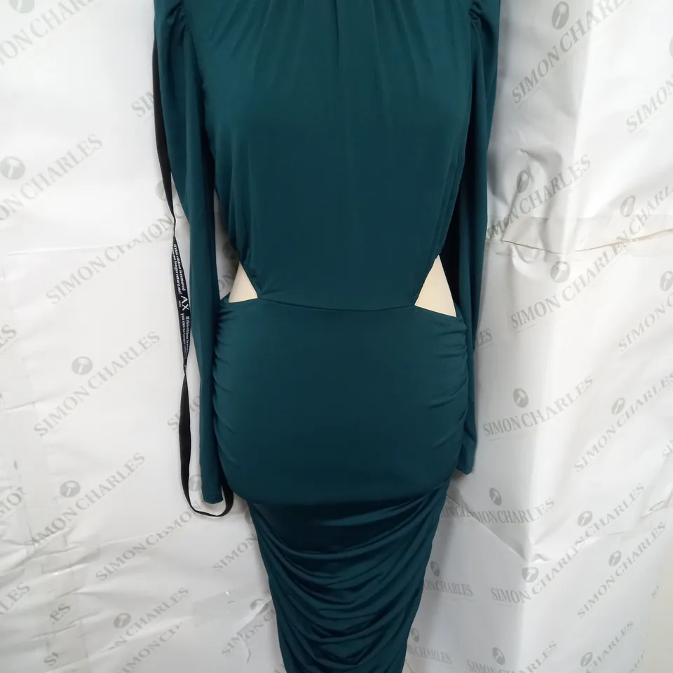 AX PARIS RUCHED CUT OUT DETAIL DRESS IN TEAL SIZE 10