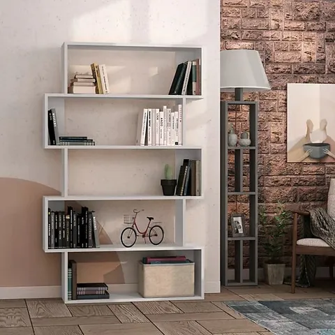 BOXED OXFORD MODERN BOOKCASE DISPLAY UNIT TALL 159CM - WHITE (1 BOX)