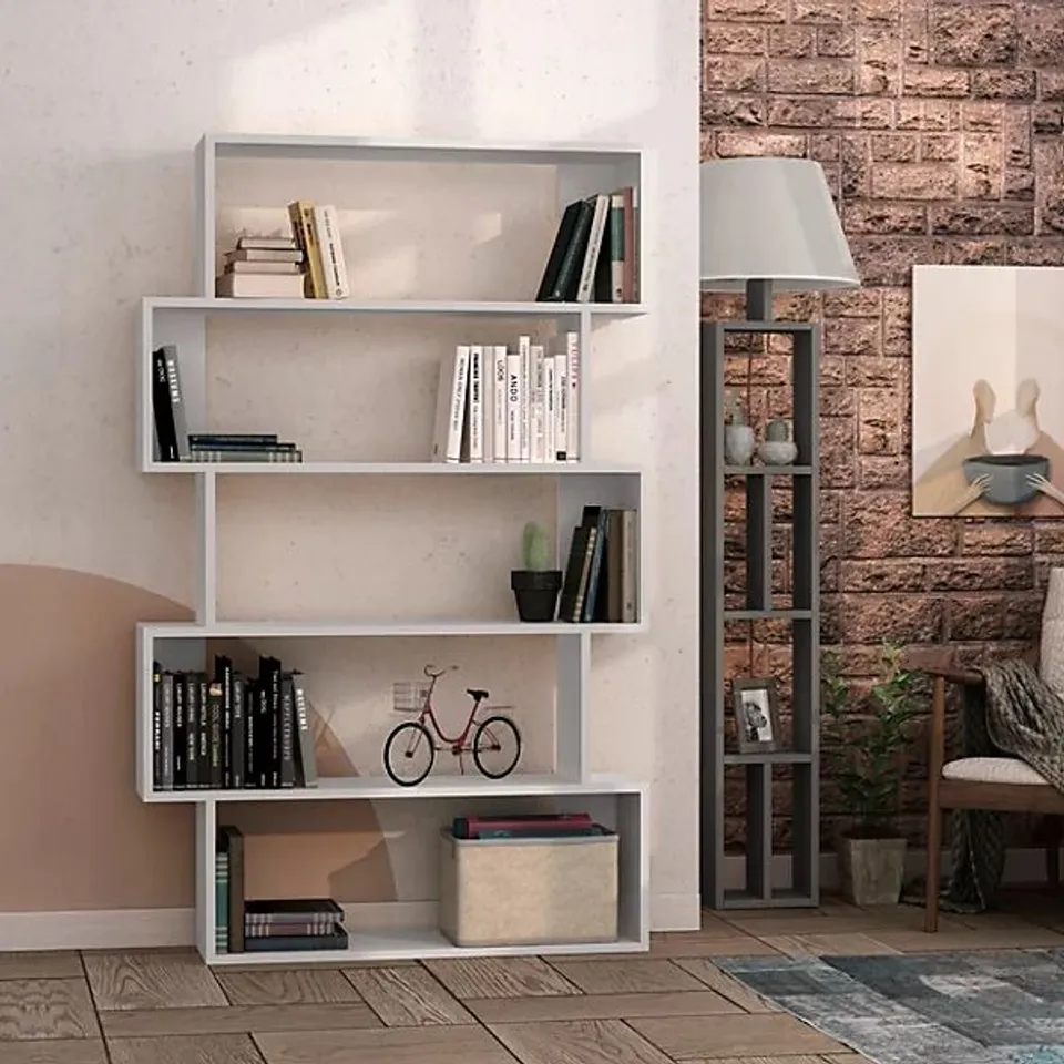 BOXED OXFORD MODERN BOOKCASE DISPLAY UNIT TALL 159CM - WHITE (1 BOX)