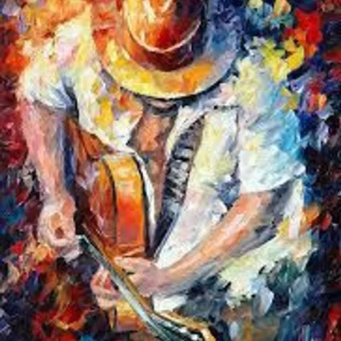BOXED GUITAR AND SOUL BY LEONID AFREMOV - WRAPPED CANVAS PAINTING