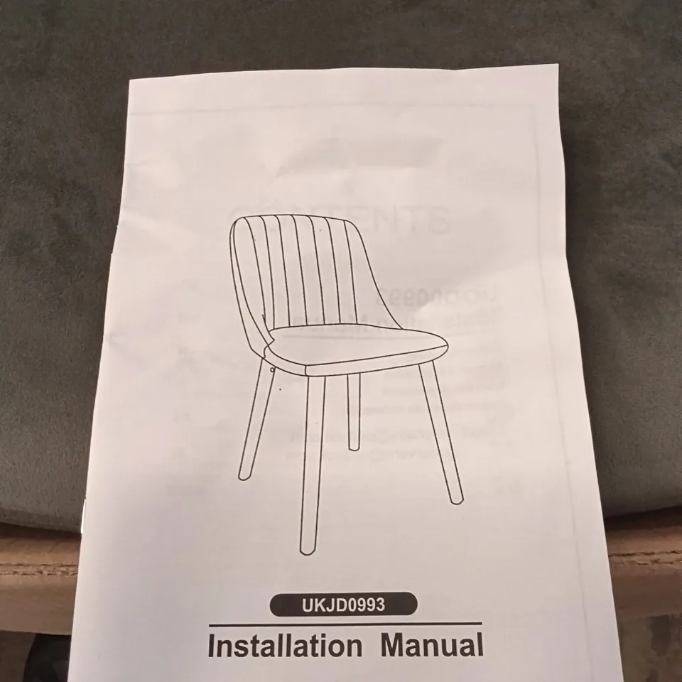 BOXED VELVET DINING CHAIRS (SET OF 4) - GREY/NATURAL (1 BOX)