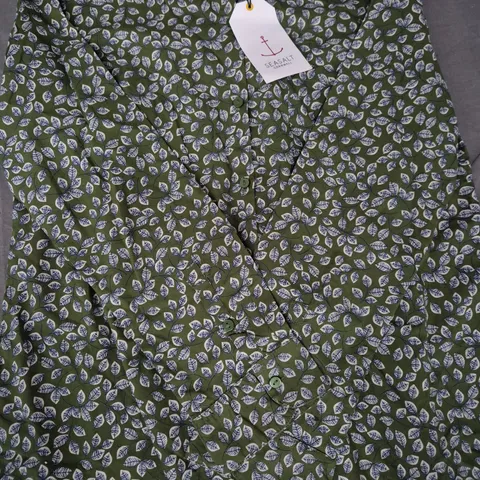 SEASALT CORNWALL WATERWORN SHIRT IN GREEN LEAF DESIGN SIZE UK 8