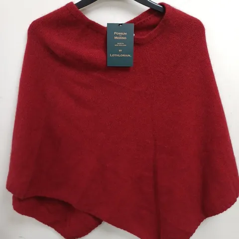 POSSUM AND MERINO BY LOTHLORIAN RED PONCHO