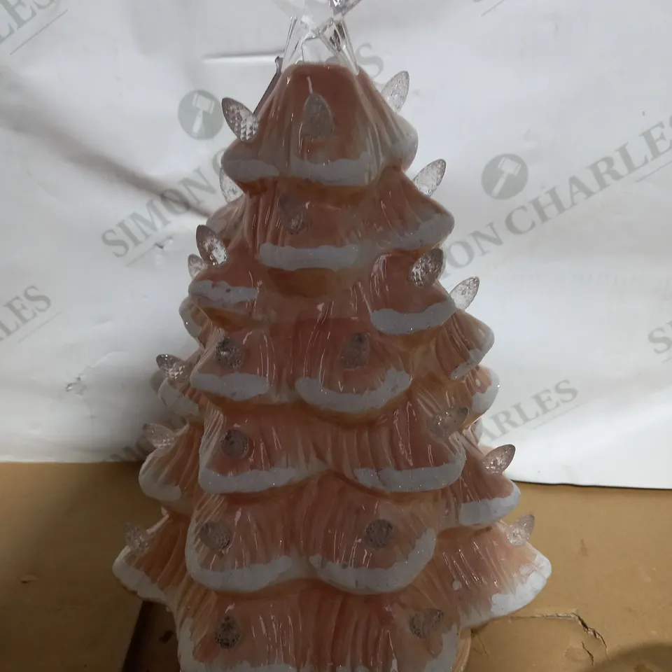 MR CHRISTMAS 12" GLITTER SNOWY NOSTALGIC TREES - DUSTY PINK