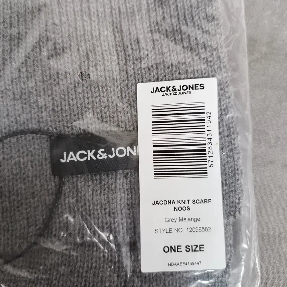 JACK & JONES KNIT SCARF – GREY MELANGE, ONE SIZE