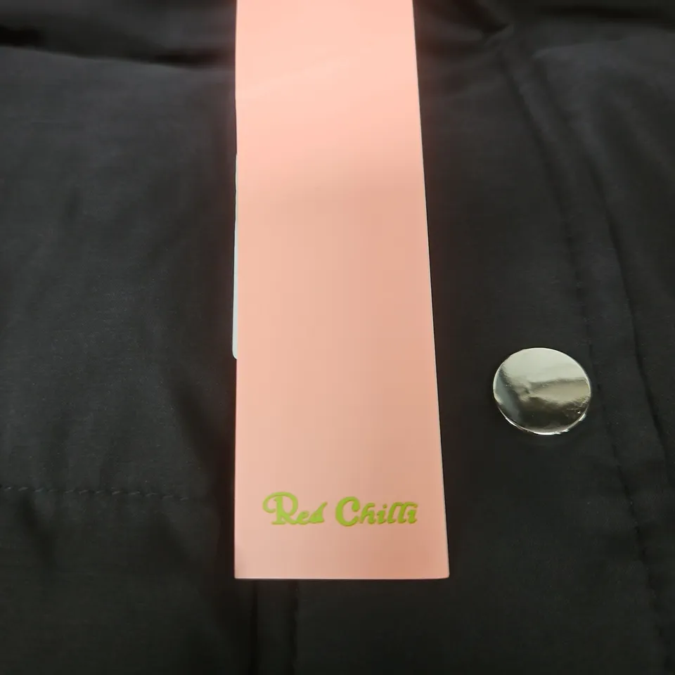 RED CHILI WOMEN'S BLACK PUFFER COAT – UK 8