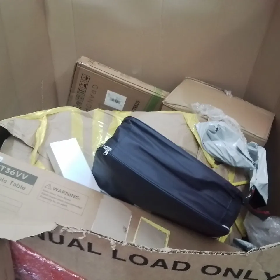 PALLET OF ASSORTED HOUSEHOLD GOODS AND PRODUCTS TO INCLUDE;CAT LITTER BOX,AIR COOLER,BABY WALKER