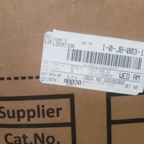 BOX CONTAINING APPROXIMATELY 20X BRAND NEW JD WILLIAM'S UTILITY WIDE LEG - COLOUR MUSHROOM - SIZE 30