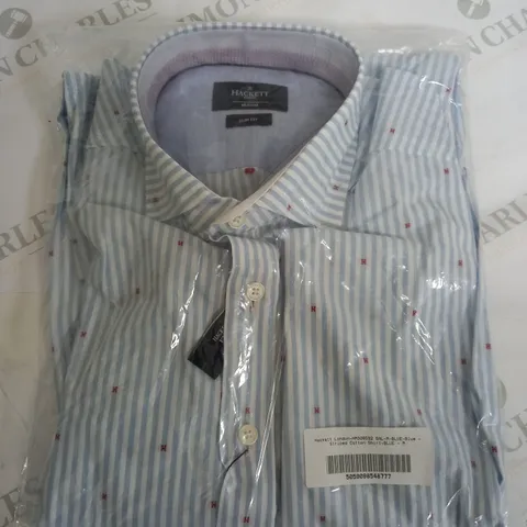 HACKETT LONDON STRIPED COTTON SHIRT IN BLUE - MEDIUM