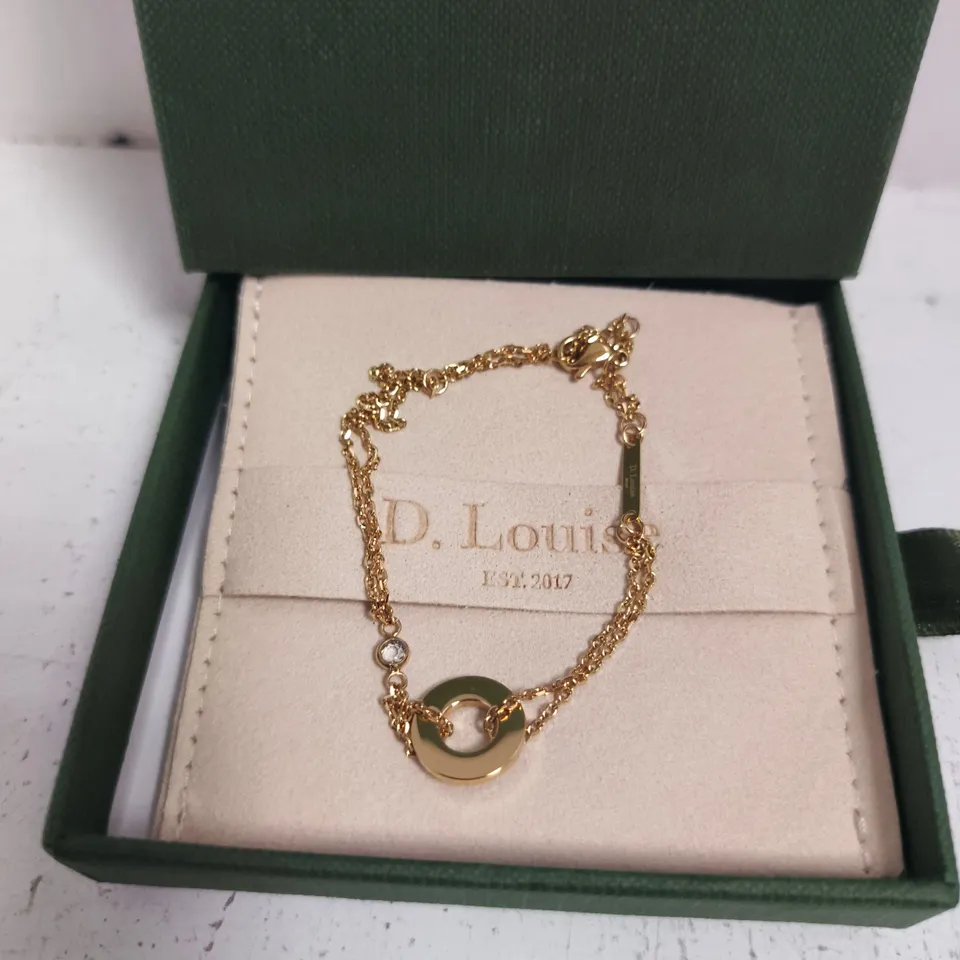 BOXED D.LOUISE HALO DISC BRACELET WITH STONE