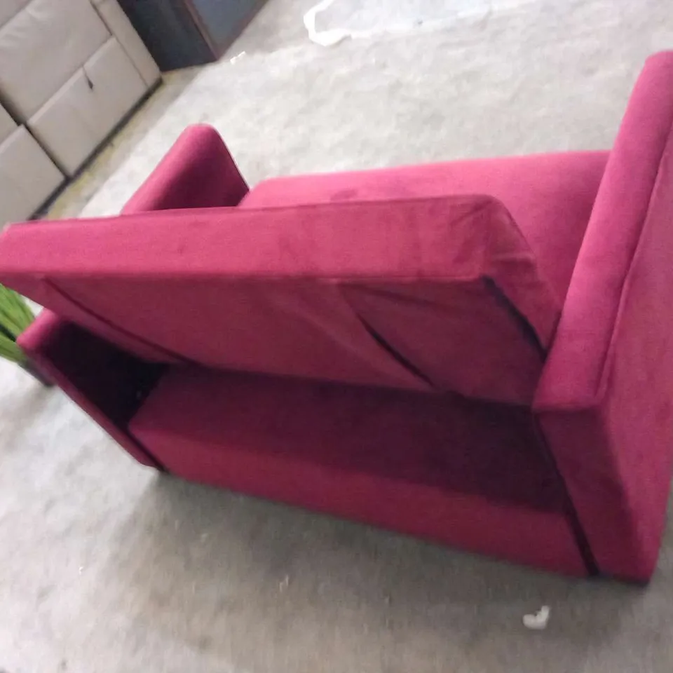 DESIGNER MATT CLARET VELVETEFFECT FABRC TWO SEATER SOFABD