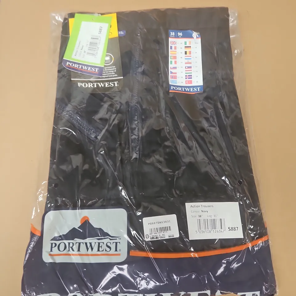 BAGGED PORTWEST ACTION TROUSERS IN NAVY - SIZE 38"