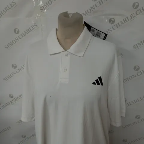 ADIDAS LOGO WHITE POLO SHIRT SIZE L