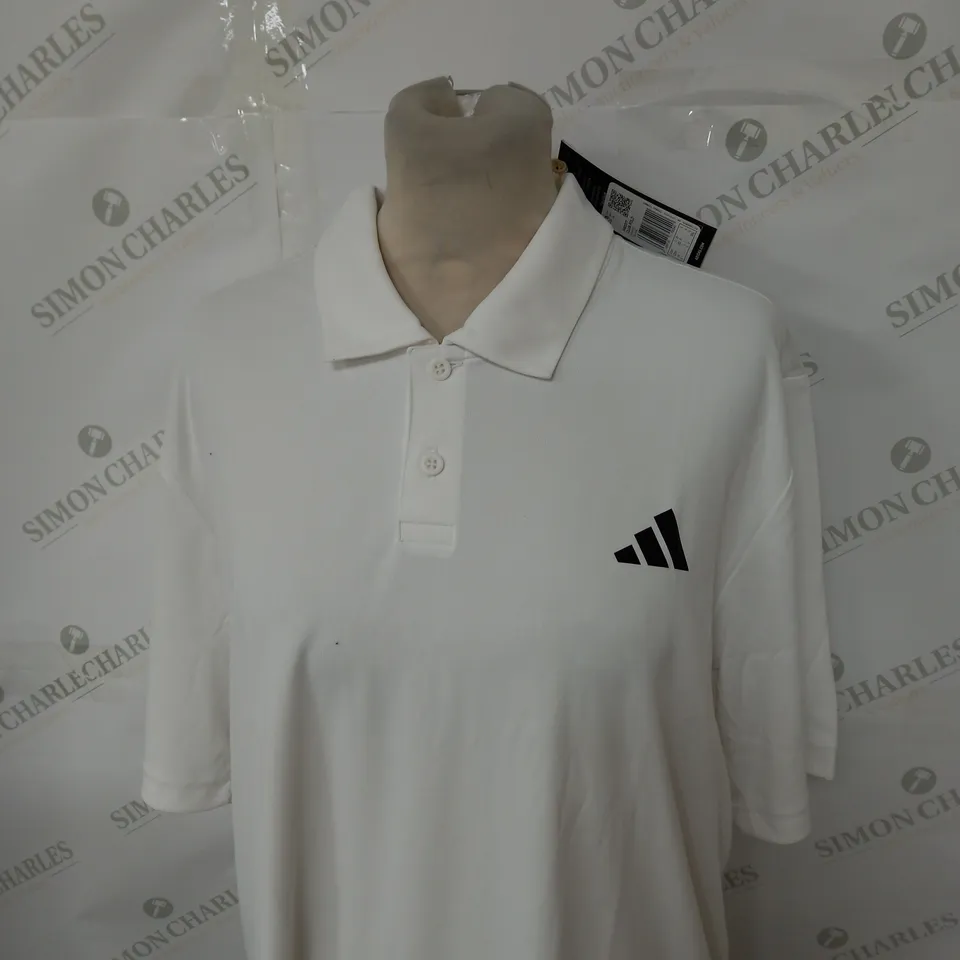 ADIDAS LOGO WHITE POLO SHIRT SIZE L