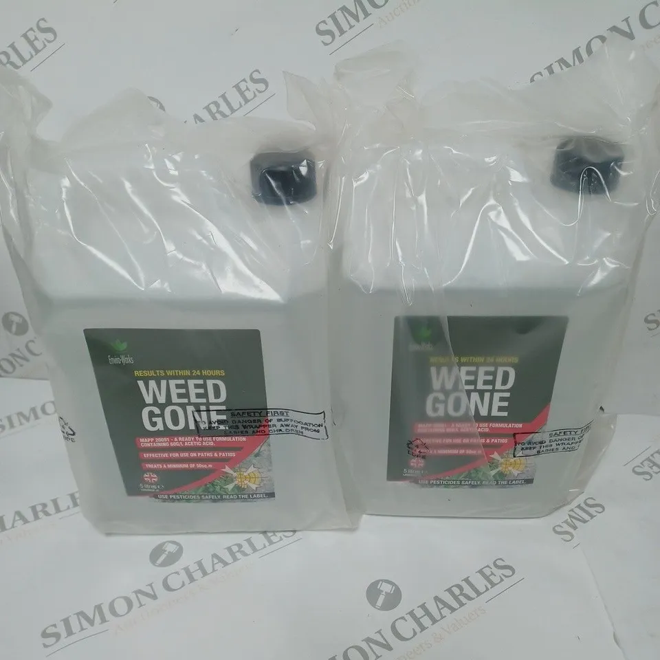 BOXED ENVIRO-WORKS 5L WEED GONE WEED KILLER - 2 X 5L 