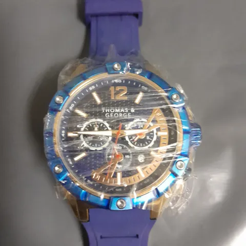 THOMAS & GEORGE GENTS CHRONOGRAPH WATCH IN BLUE AND GOLD