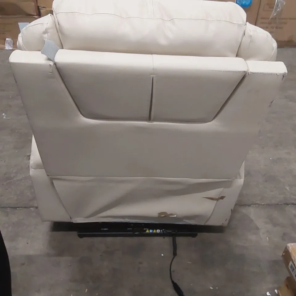 QUALITY DESIGNER ELECTRIC RECLINER FAUX LEATHER ARMCHAIR - CREAM