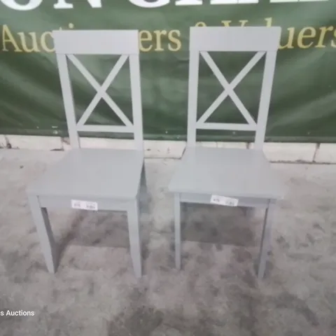 PAIR KENDAL GREY PAINTED DINING CHAIRS