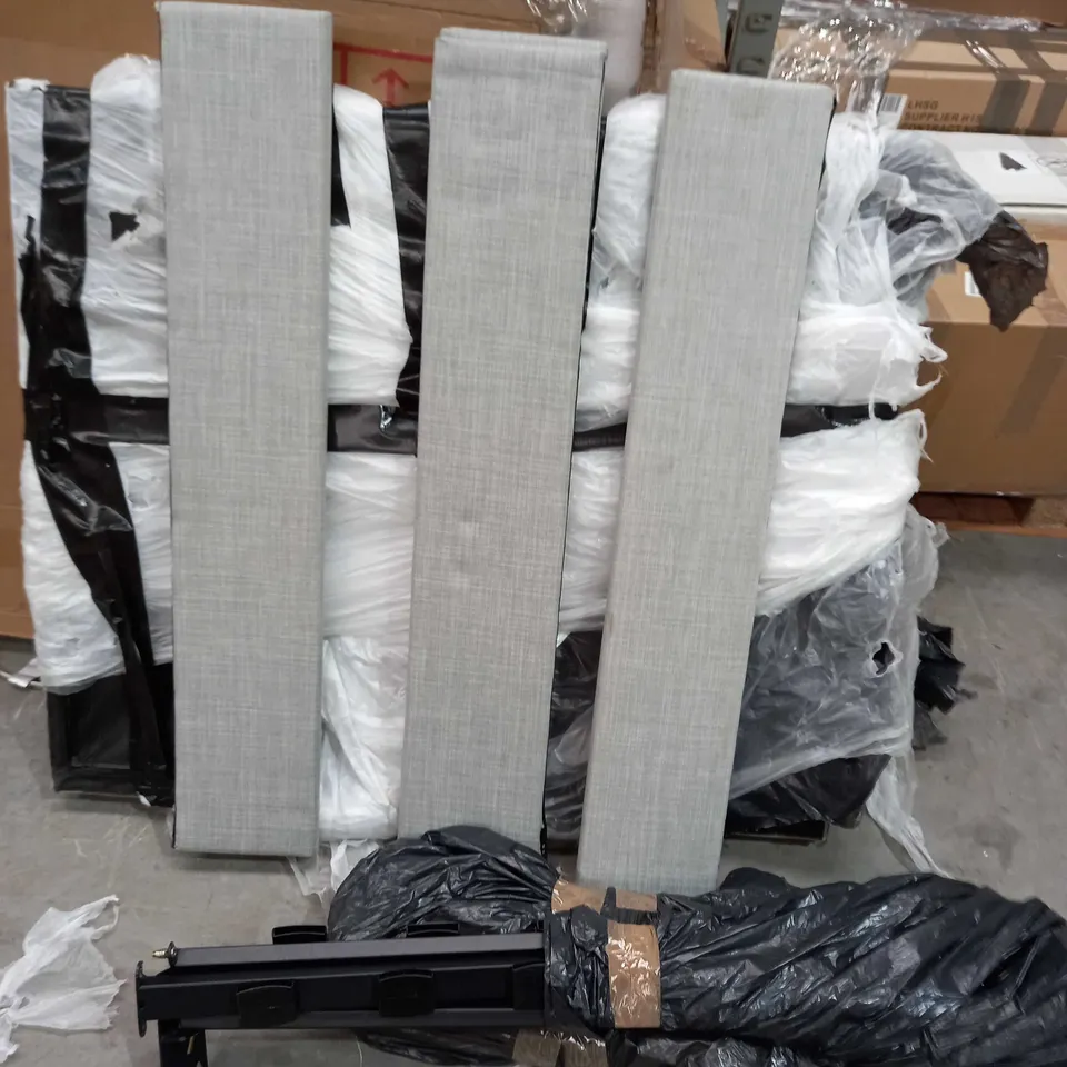 BOXED RILEY FABRIC SINGLE BED FRAME - GREY (1 BOX)