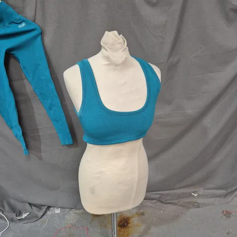 TEAL BLUE WOMEN'S CROP TOP AND LEGGINGS SET – SIZE S